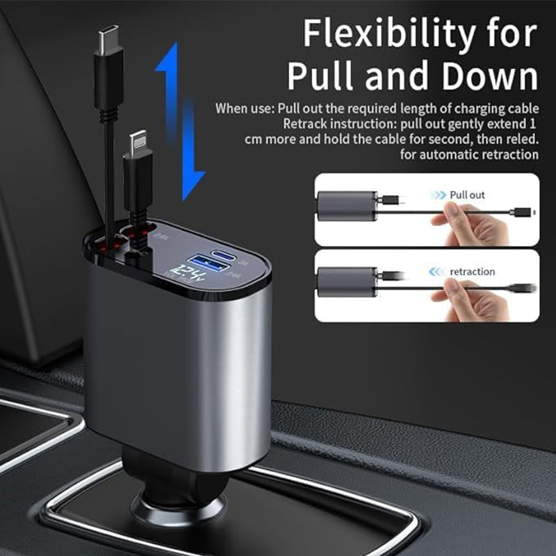 SAKER® 4 in 1 Retractable Car Charger
