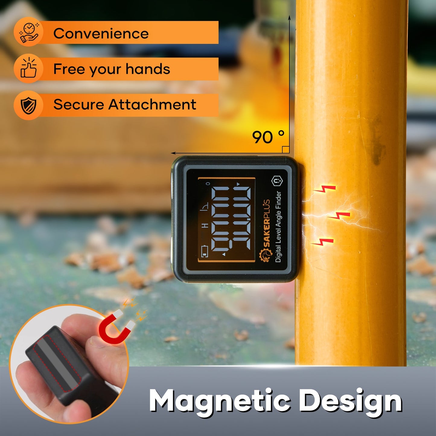 Saker Portable Mini Digital Angle Finder Magnetic