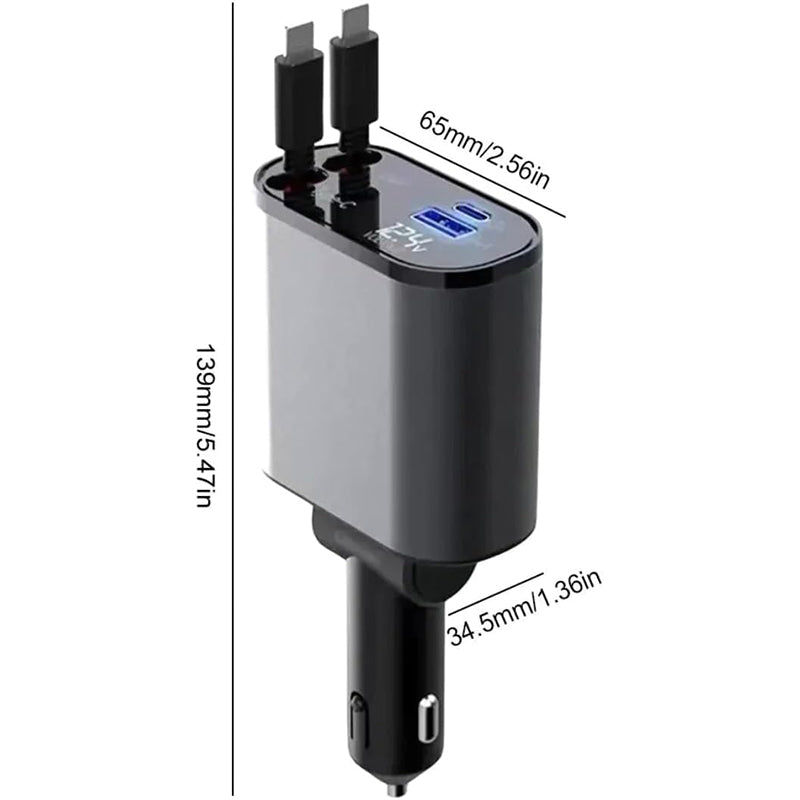 SAKER® 4 in 1 Retractable Car Charger