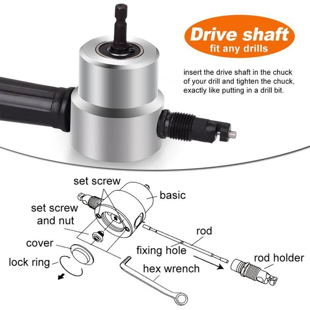 Saker Zipbite - Nibbler Cutter Drill Attachment Double Head Metal Sheet
