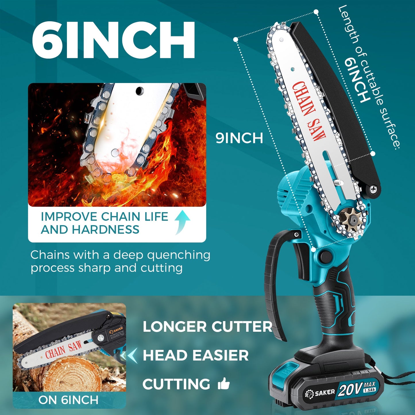 Saker Mini Chainsaw 6 Inch