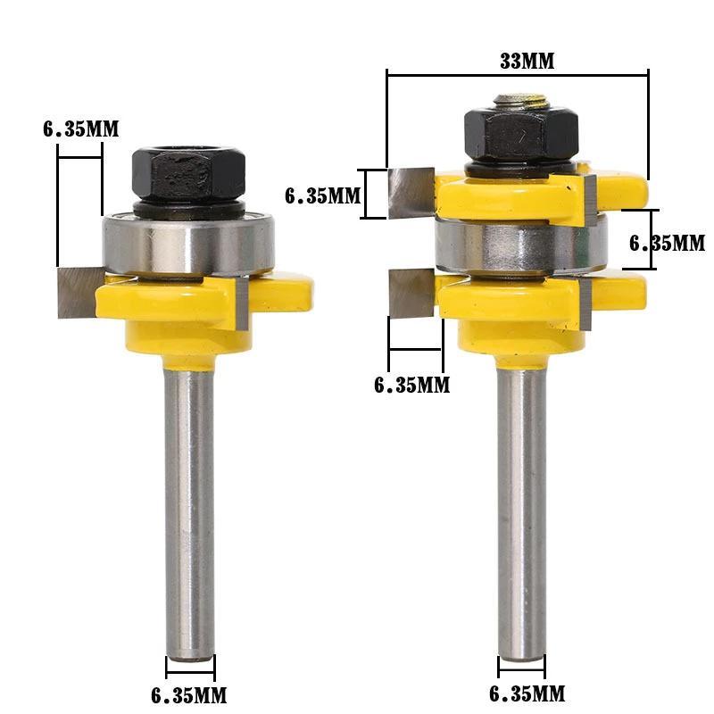 Saker 3-Teeth T-type Tenon Knife Cutter 2PCS - Yellow 1/4