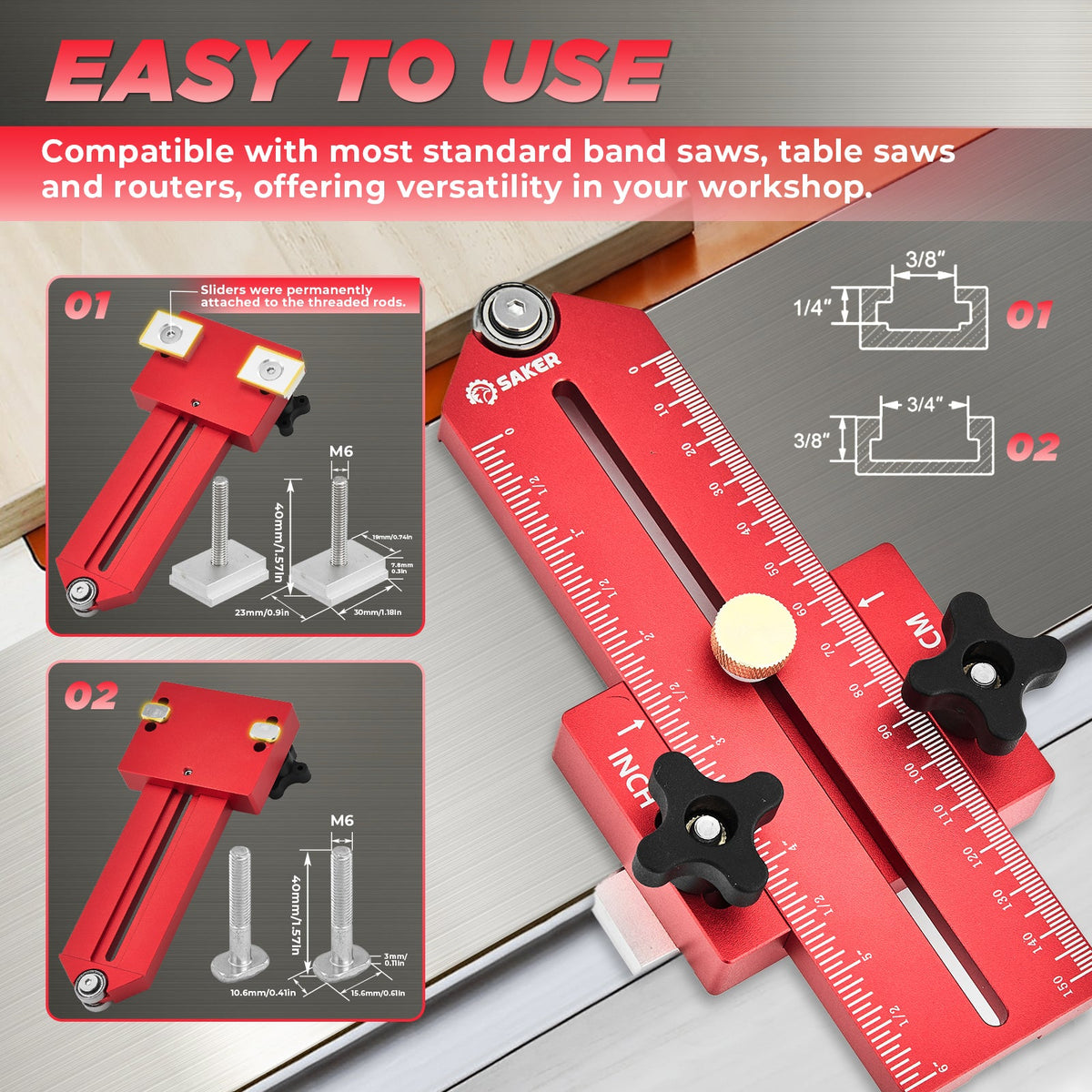 Saker® Thin Rip Jig Table Saw Jig Guide