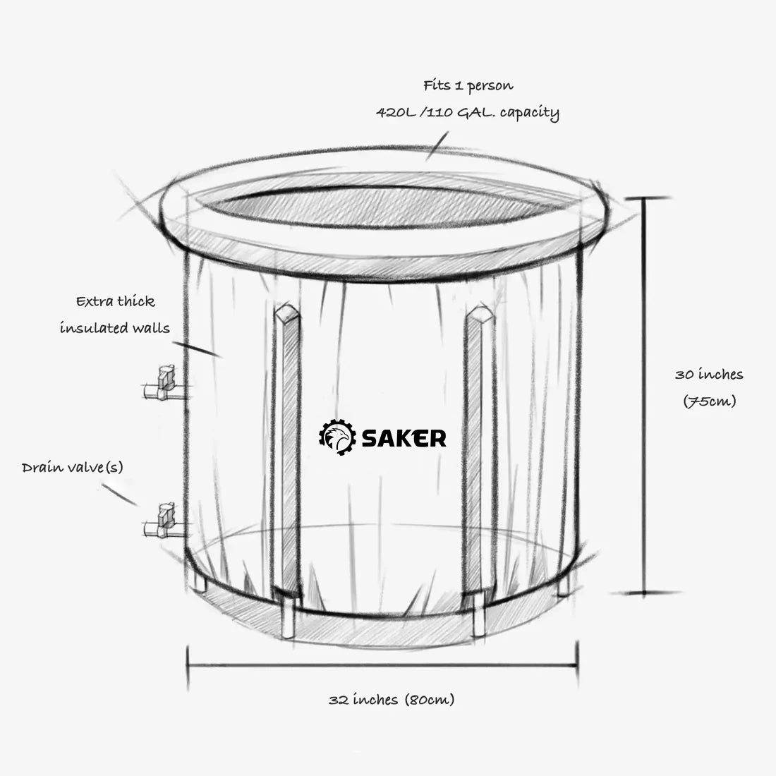 SAKER® Huge 110 Gal Ice Bath Tub for Athletes