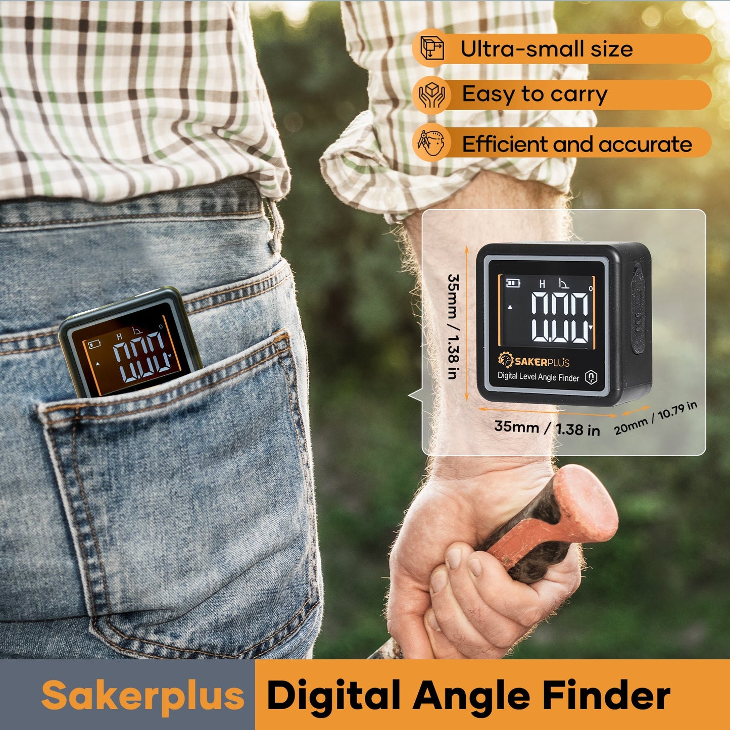 Saker Portable Mini Digital Angle Finder Magnetic