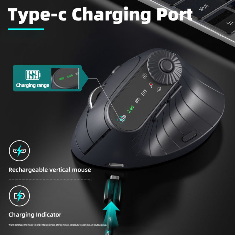 Sakerplus Ergonomic Triple-Connect Wireless Mouse