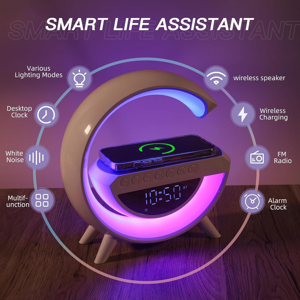 Sakerplus® G-shaped Led Wireless Charging Speaker