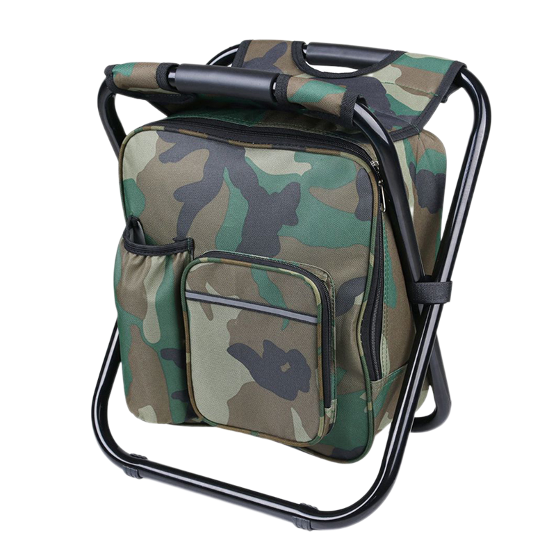 SAKER® Folding Camping Stool Backpack Insulated Cooler Bag