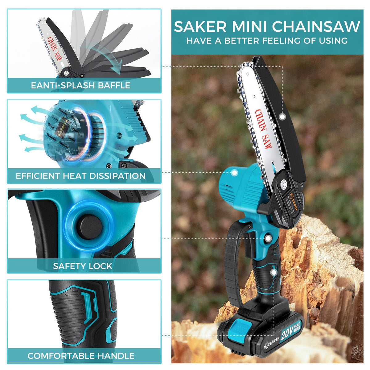 Saker® Mini Chainsaw 6 Inch