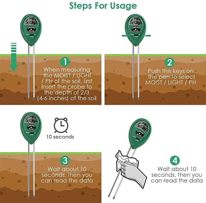 Saker 3-in-1 Soil Tester Kits with Moisture