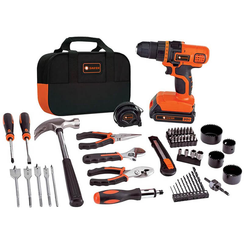 Saker® 20V Max Drill & Home Tool Kit, 68 Piece (LDX120PK)
